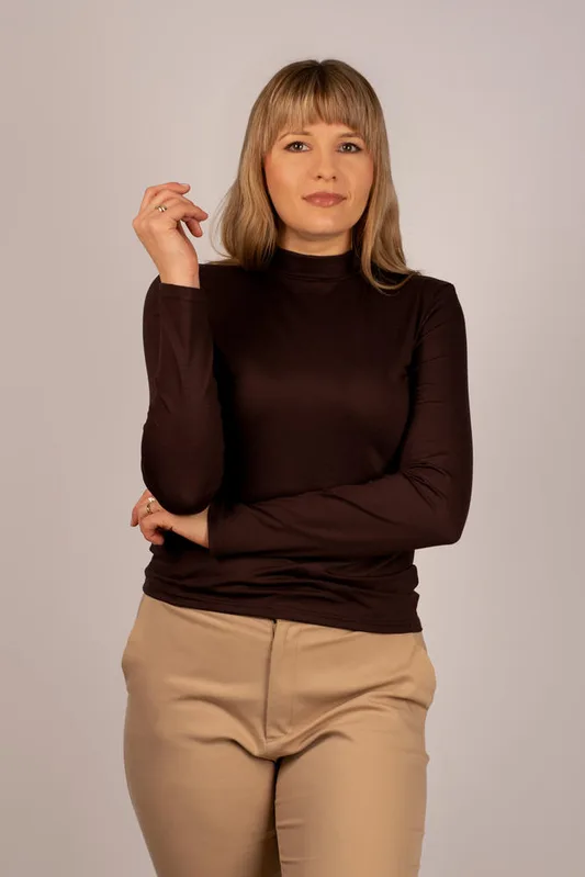 PÓŁGOLF BLUZKA DAMSKA RESTA - KOLOR BRĄZOWY BABELL AW25