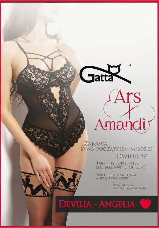 GATTA ARS AMANDI DEVILIA - ANGELIA POŃCZOCHY DAMSKIE Z KORONKĄ FLOCKOWANĄ 20 DEN ARS.29V