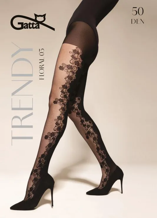 GATTA FLORAL - 03 RAJSTOPY DAMSKIE WZORZYSTE 50 DEN 000.56V - TRENDY AW26/27