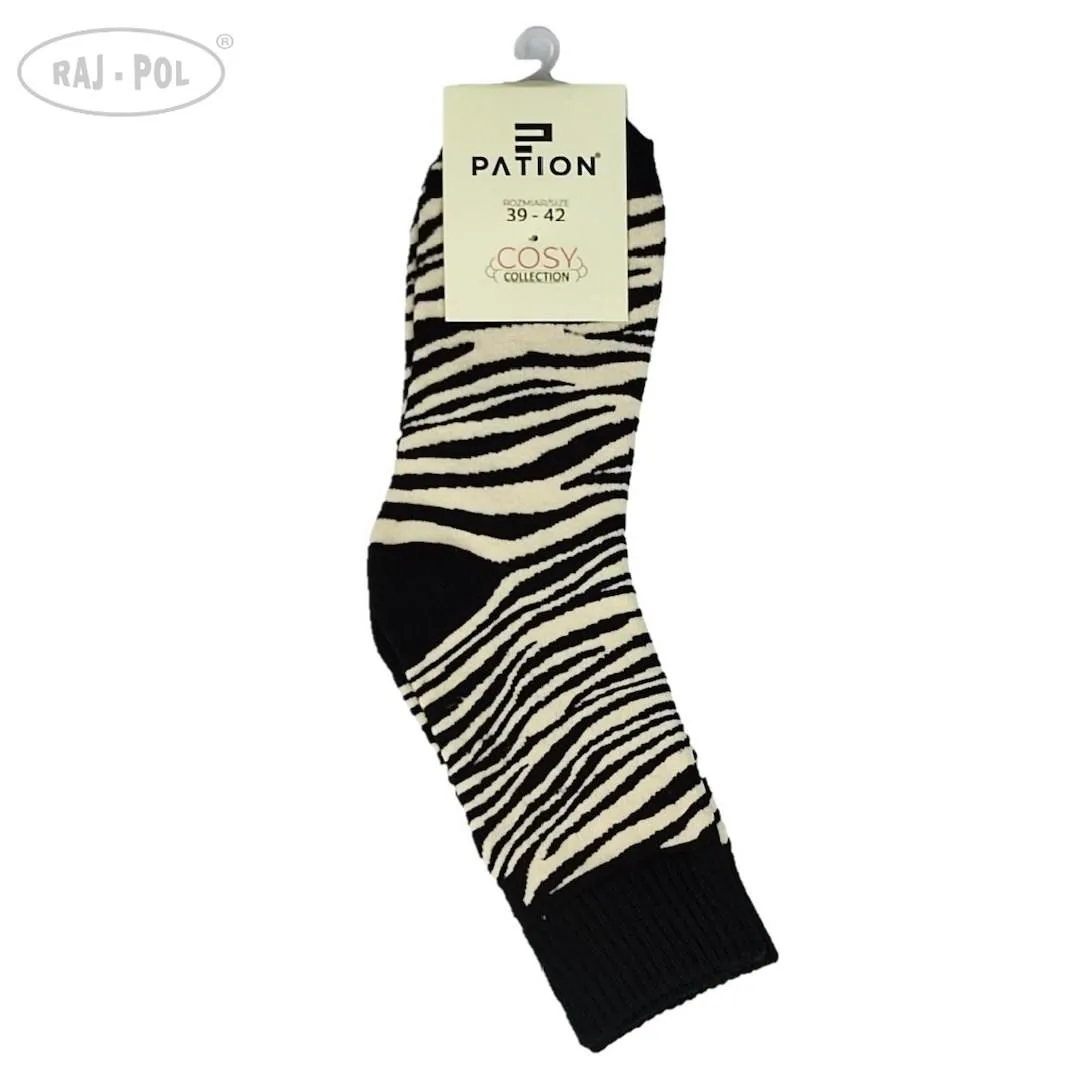 RAJ-POL SKARPETA COSY CZARNA WZOROWANA ZEBERKA 736034