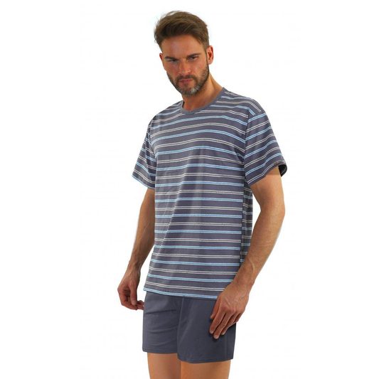 SESTO-SENSO PIŻAMA MĘSKA PASKI KR. RĘKAW KR. SPODENKI art. 2243/09 MAXI P1207