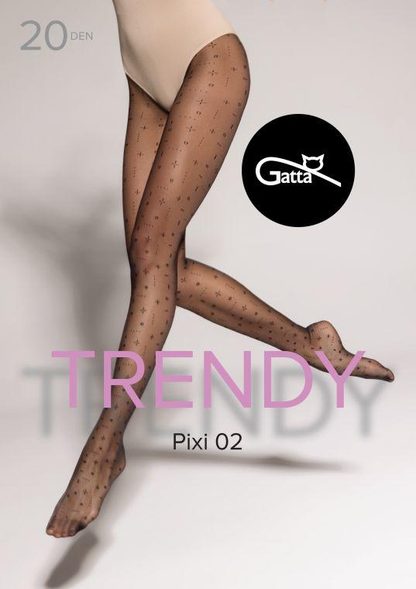 PIXI 01, 02 - RAJSTOPY DAMSKIE WZORZYSTE 20 DEN 000.36Y - TRENDY 2024