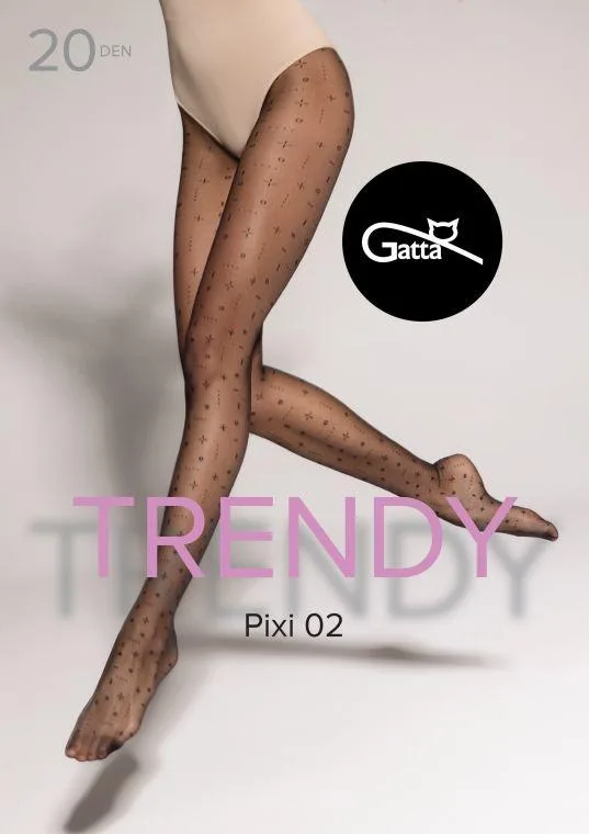 PIXI 01, 02 - RAJSTOPY DAMSKIE WZORZYSTE 20 DEN 000.36Y - TRENDY 2024