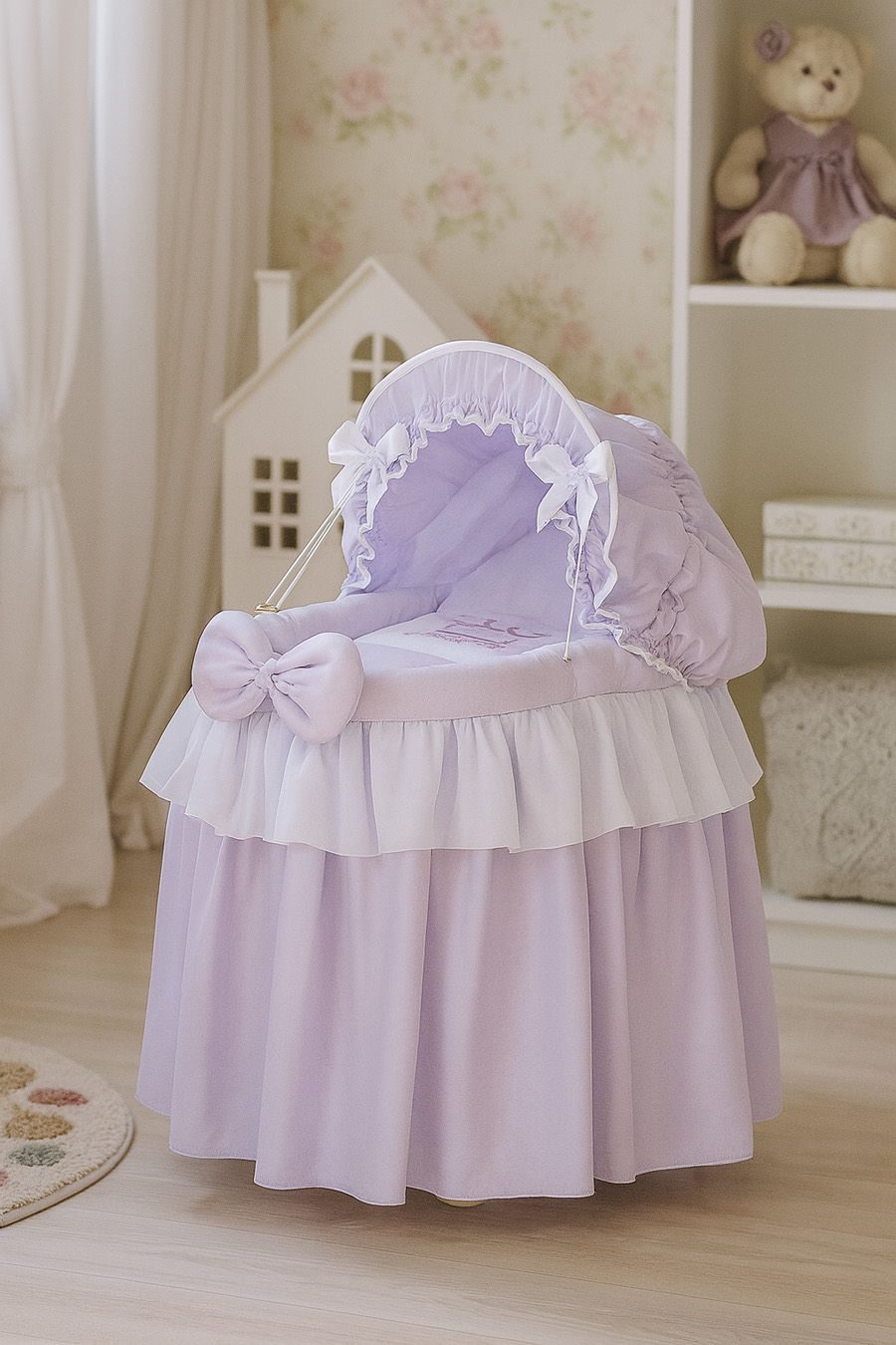 Wózek dla lalek Kosz Mojżesza dla lalek z budką LITTLE PRINCESS fioletowy