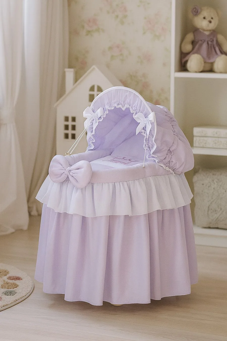 Wózek dla lalek Kosz Mojżesza dla lalek z budką LITTLE PRINCESS fioletowy
