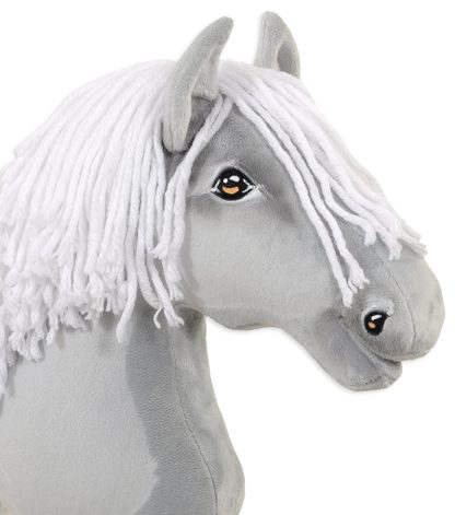 Hobby Horse Duży koń na kiju Premium - siwy z białą grzywą A3