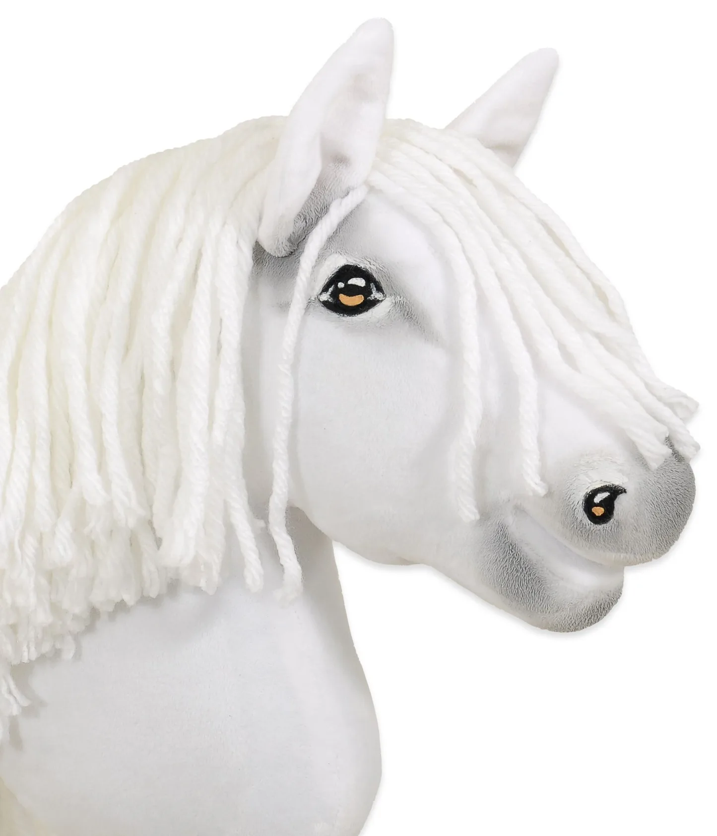 Hobby Horse Średni koń na kiju Premium biały z białą grzywą A4