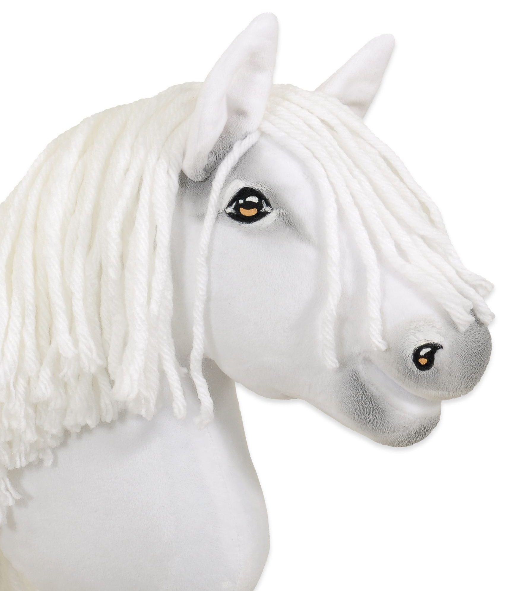Hobby Horse Średni koń na kiju Premium biały z białą grzywą A4