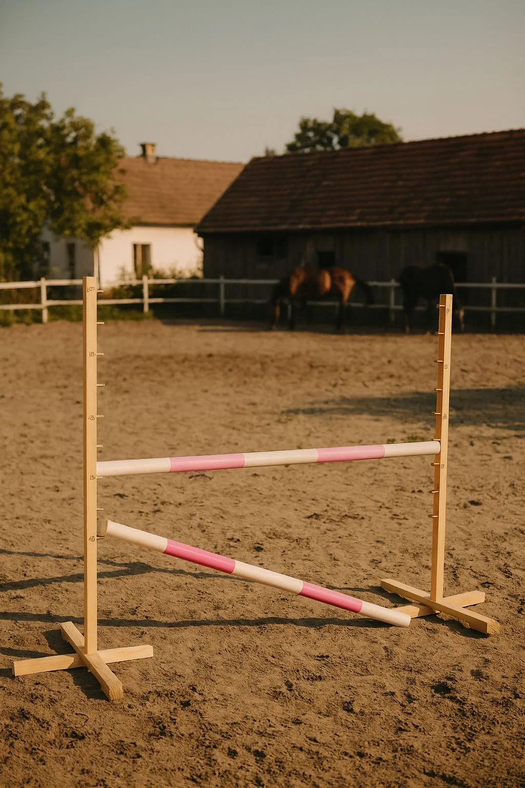 Przeszkoda skokowa do Hobby Horse 120cm, dwie belki - jasny róż i ciemny róż