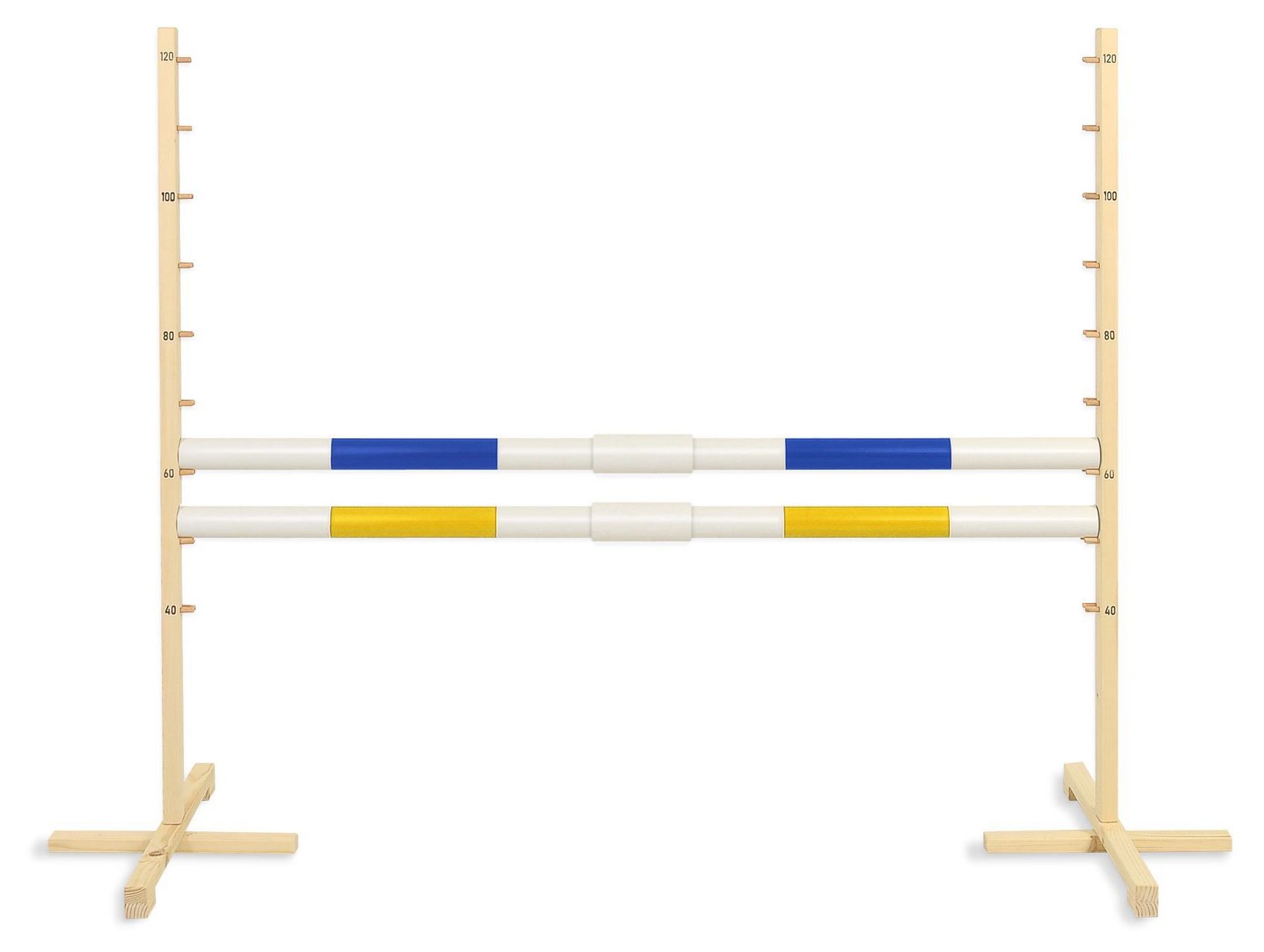 Przeszkoda skokowa do Hobby Horse 160cm, h-120 cm, dwie belki - niebieska i żółta