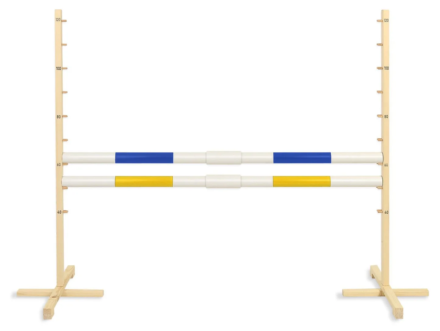 Przeszkoda skokowa do Hobby Horse 160cm, h-120 cm, dwie belki - niebieska i żółta