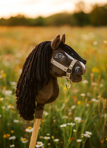 Hobby Horse Mały koń na kiju Premium ciemnobrązowy ciemogniady A5
