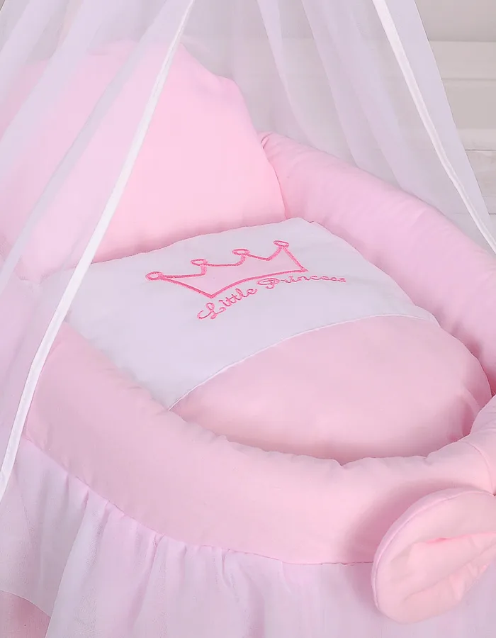 Wózek dla lalek Kosz Mojżesza dla lalek z baldachimem LITTLE PRINCESS różowy