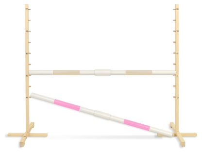 Przeszkoda skokowa do Hobby Horse 160cm, h-120 cm, dwie belki - beżowa i jasny róż