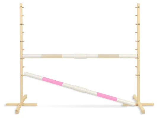 Przeszkoda skokowa do Hobby Horse 160cm, h-120 cm, dwie belki - beżowa i jasny róż