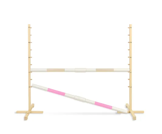 Przeszkoda skokowa do Hobby Horse 160cm, h-120 cm, dwie belki - beżowa i jasny róż