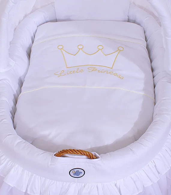 Kosz Mojżesza wiklinowy ze składaną budką - Little Prince biały