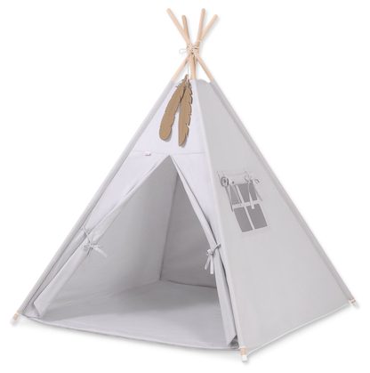 Namiot TIPI dla dzieci +mata + zawieszki pióra - Chevron różowy