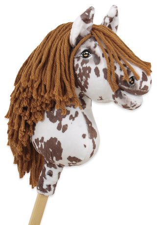 Hobby Horse Mały koń na kiju Premium tarantowaty biało-brązowy z brązową grzywą A4