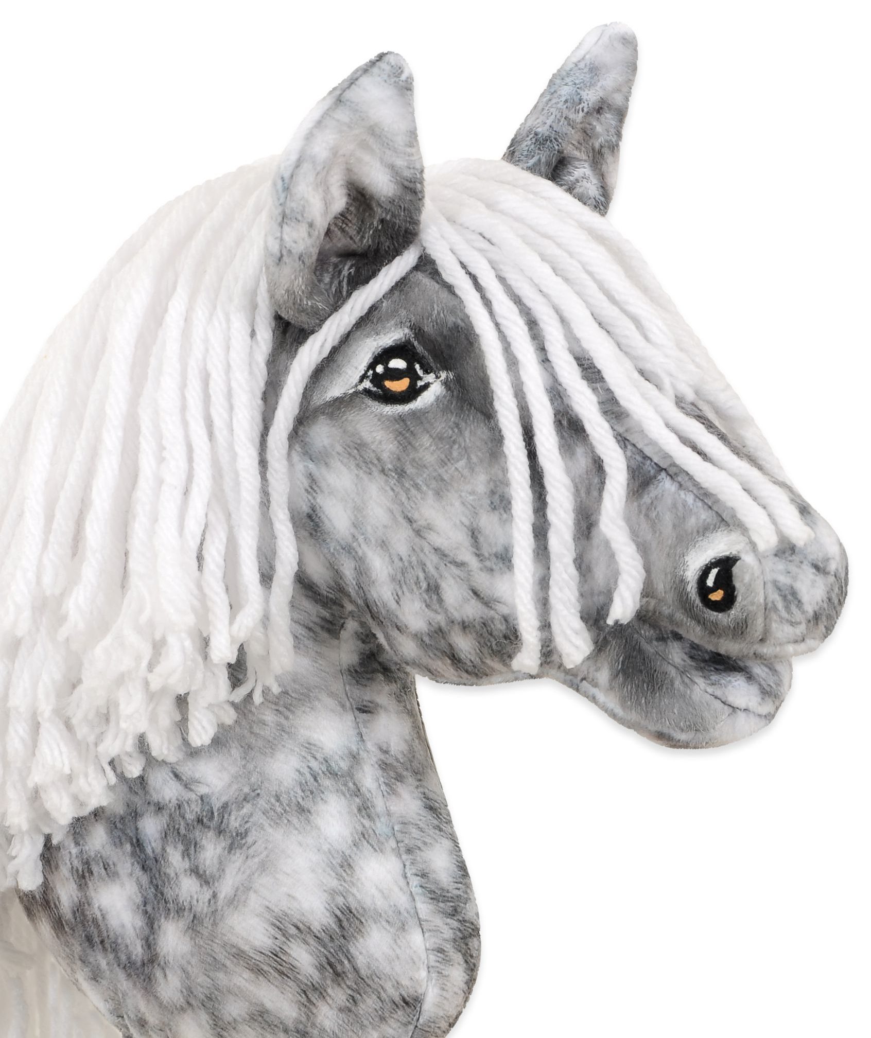 Hobby Horse Średni koń na kiju Premium siwek jabłkowity z białą grzywą A4