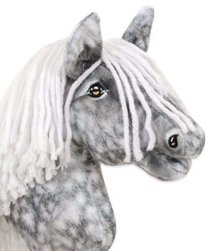 Hobby Horse Średni koń na kiju Premium siwek jabłkowity z białą grzywą A4