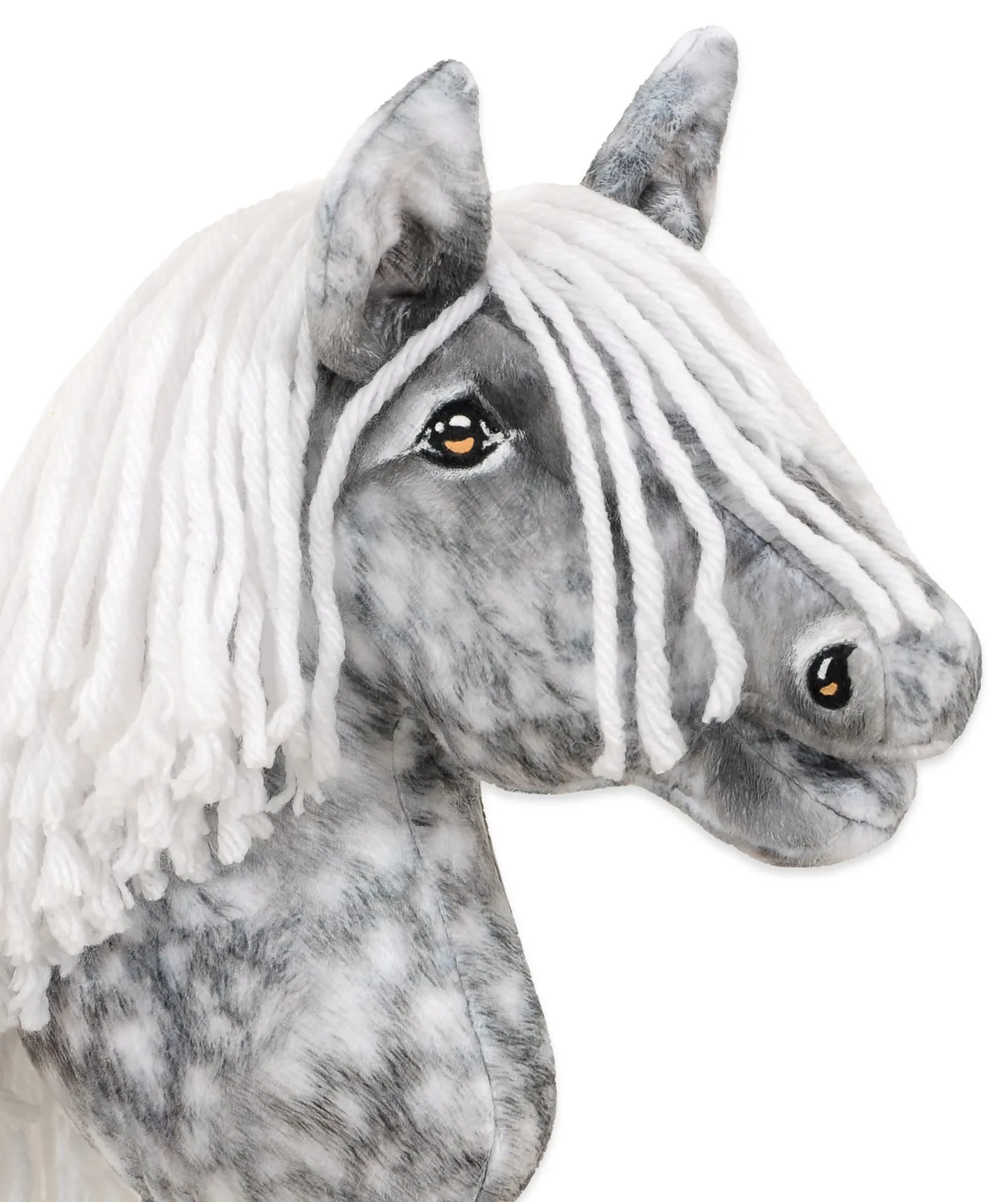 Hobby Horse Średni koń na kiju Premium siwek jabłkowity z białą grzywą A4