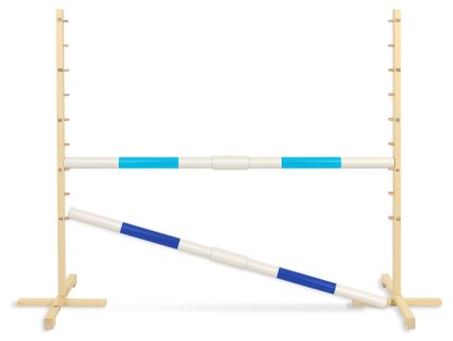 Przeszkoda skokowa do Hobby Horse 160cm, h-120 cm, dwie belki - jasny niebieski i ciemny niebieski