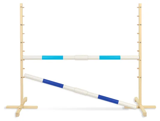 Przeszkoda skokowa do Hobby Horse 160cm, h-120 cm, dwie belki - jasny niebieski i ciemny niebieski