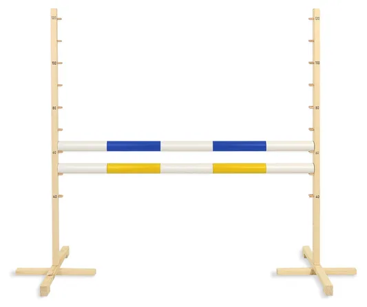 Przeszkoda skokowa do Hobby Horse 120cm, dwie belki - niebieska i żółta