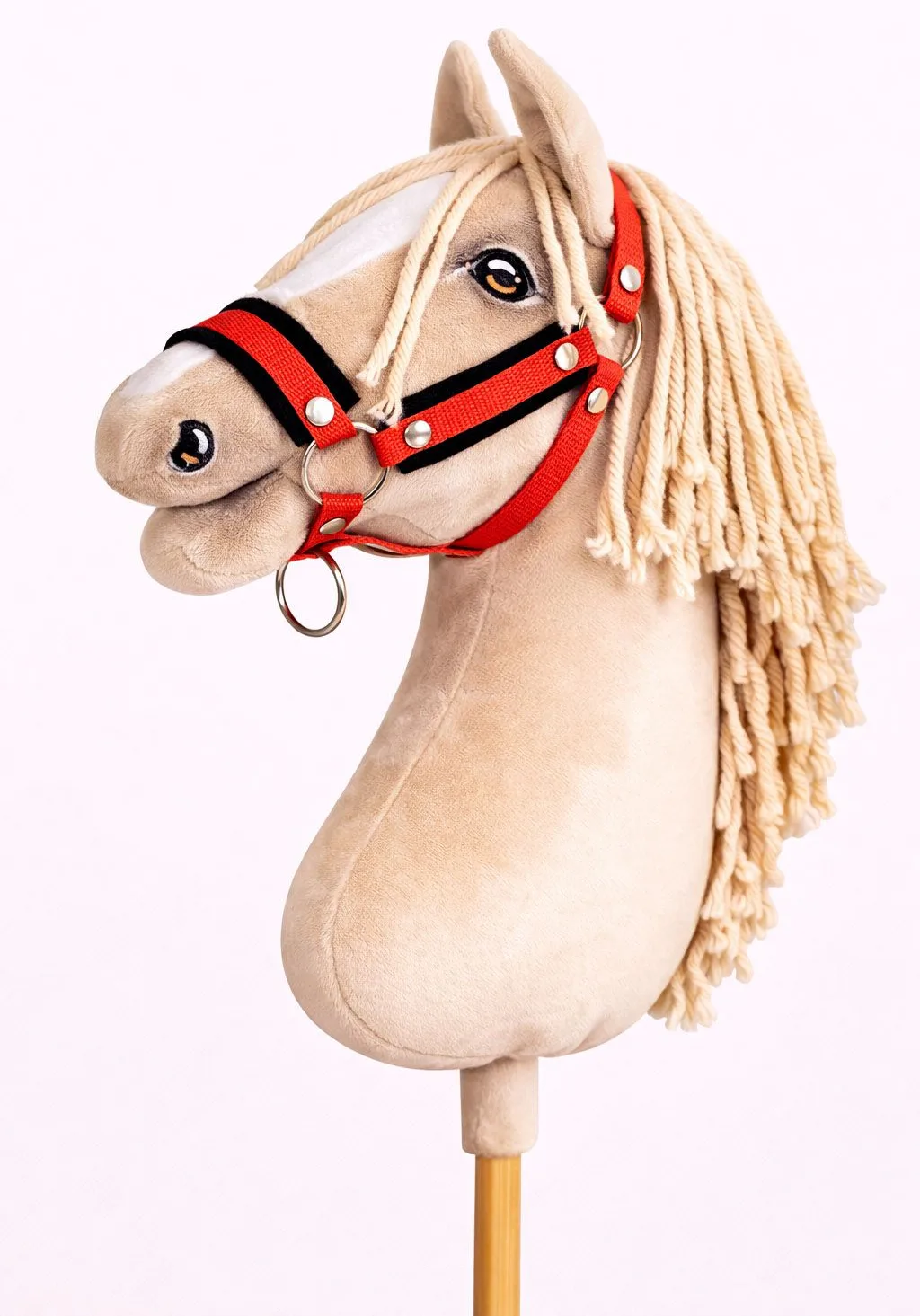 Kantar regulowany dla konia Hobby Horse A3 czerwony z białym futerkiem