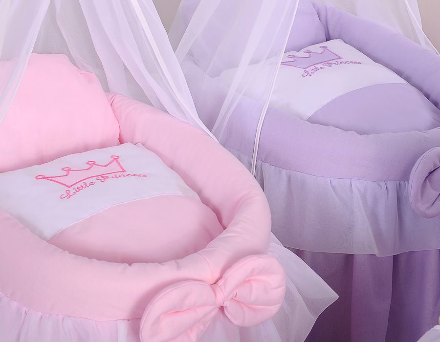 Wózek dla lalek Kosz Mojżesza dla lalek z baldachimem LITTLE PRINCESS różowy