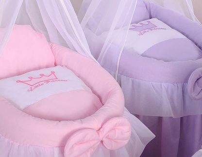 Wózek dla lalek Kosz Mojżesza dla lalek z baldachimem LITTLE PRINCESS różowy
