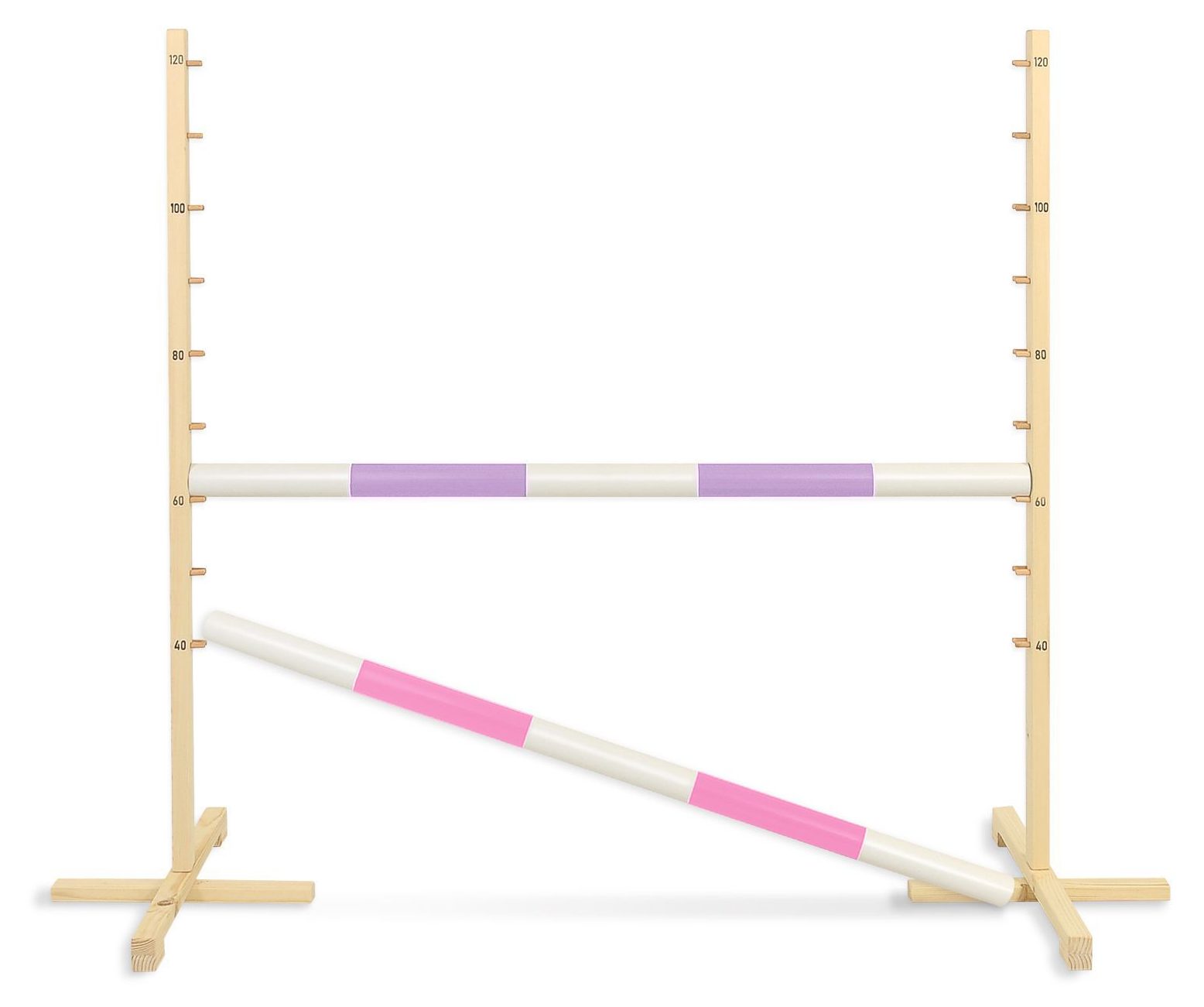 Przeszkoda skokowa do Hobby Horse 120cm, dwie belki - jasny fiolet i jasny róż