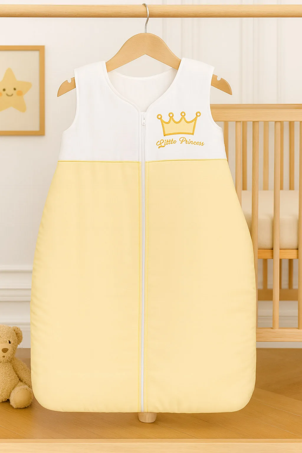 Śpiworek dla dzieci bawełniany M 6-12 mcy TOG 2.5 całoroczny ocieplany - Little Princess kremowy