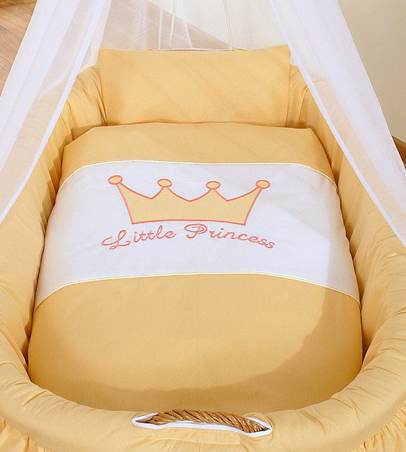 Kosz Mojżesza wiklinowy z baldachimem- Little Princess brzoskwiniowy