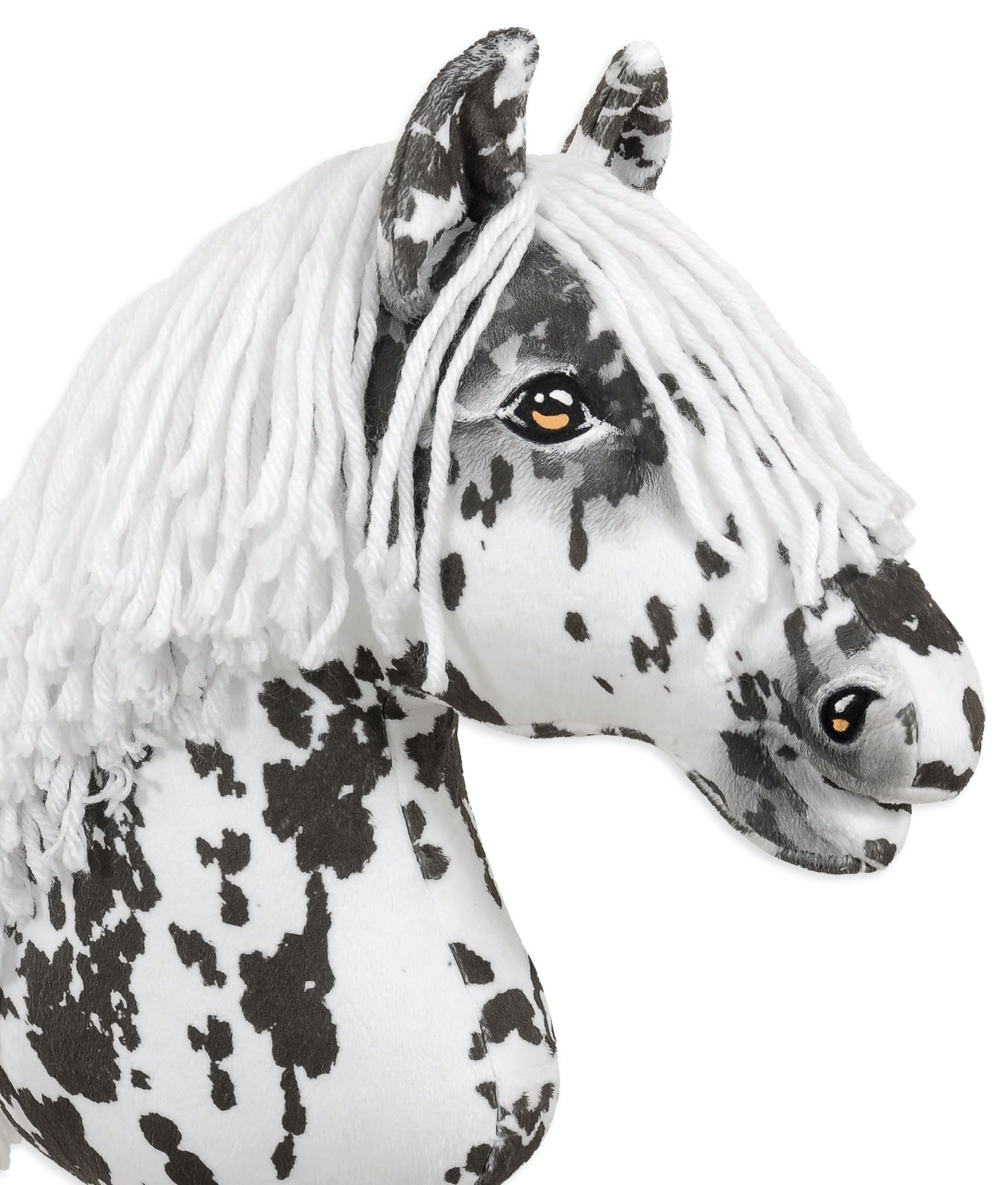 Hobby Horse Duży koń na kiju Premium - tarantowaty biało-czarny z białą grzywą A3