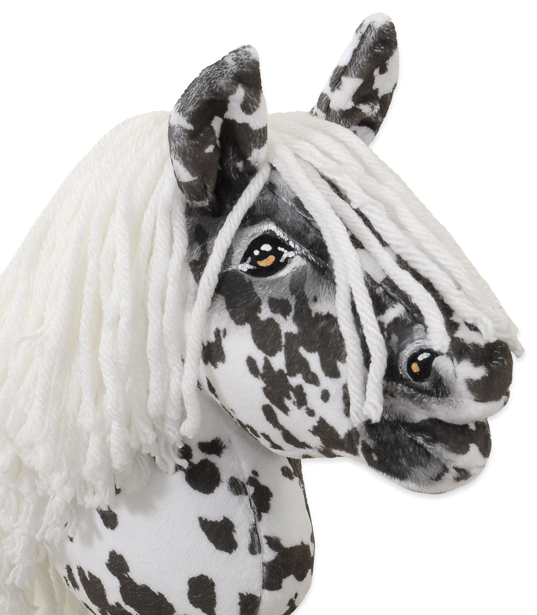 Hobby Horse Mały koń na kiju Premium tarantowaty biało-czarny z białą grzywą A5