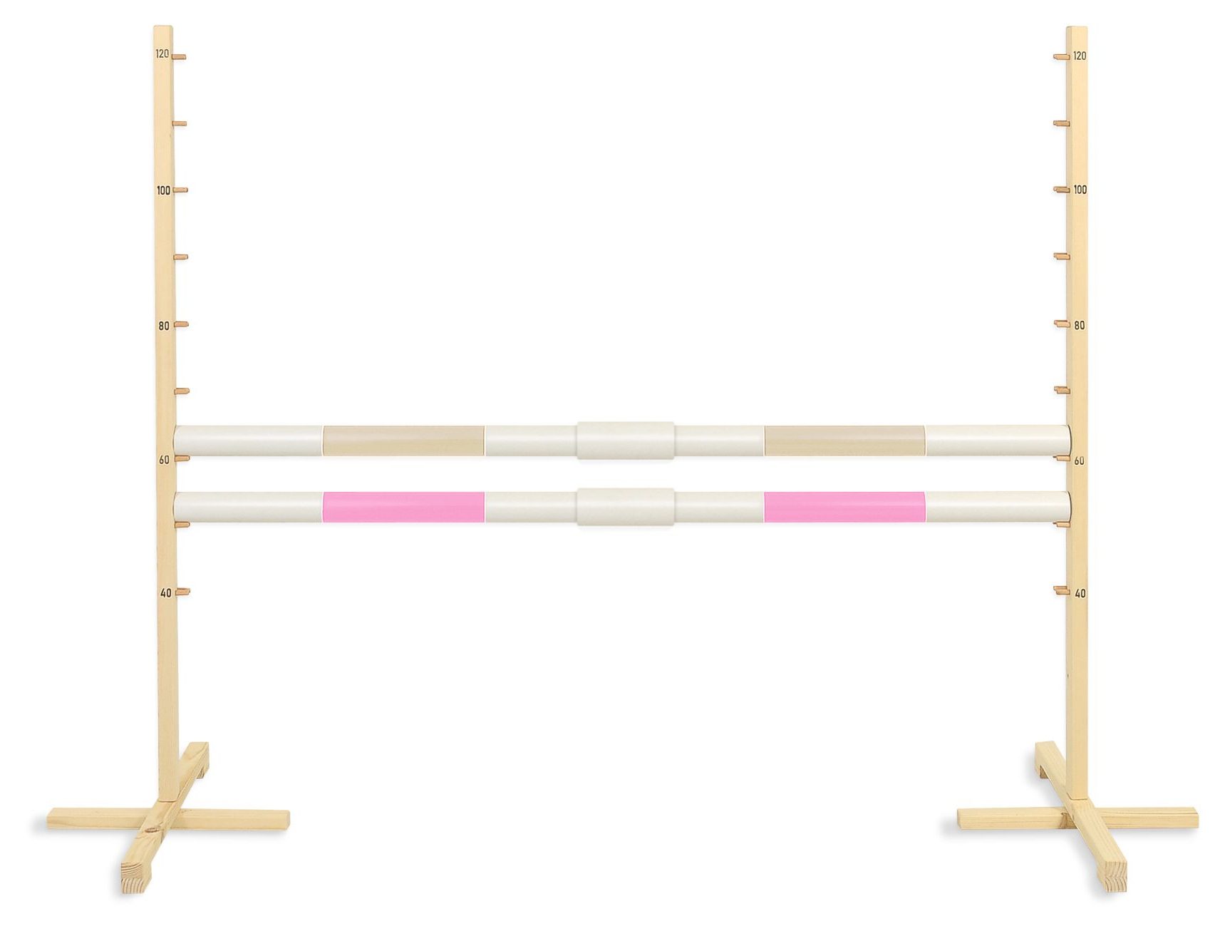 Przeszkoda skokowa do Hobby Horse 160cm, h-120 cm, dwie belki - beżowa i jasny róż