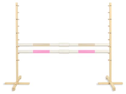 Przeszkoda skokowa do Hobby Horse 160cm, h-120 cm, dwie belki - beżowa i jasny róż