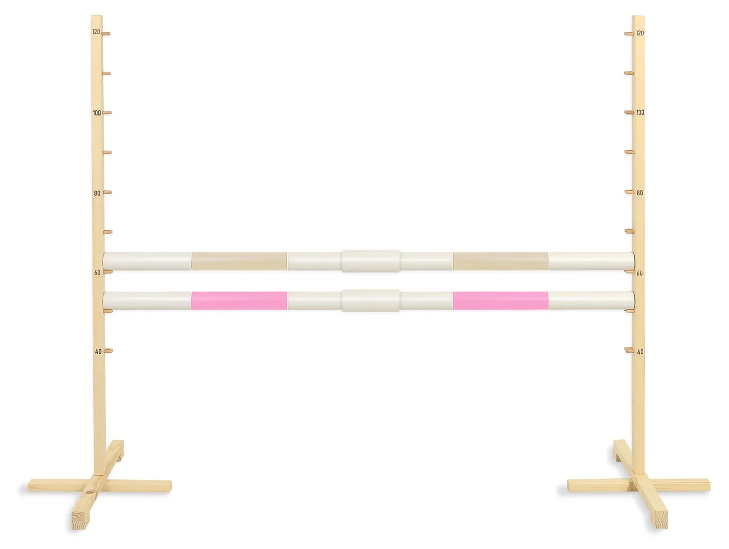 Przeszkoda skokowa do Hobby Horse 160cm, h-120 cm, dwie belki - beżowa i jasny róż