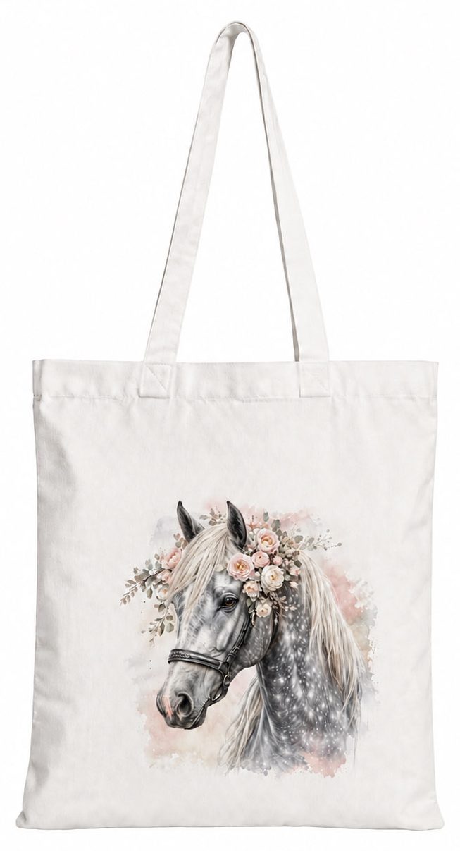 Torba bawełniana z białym koniem – 38 × 42 cm