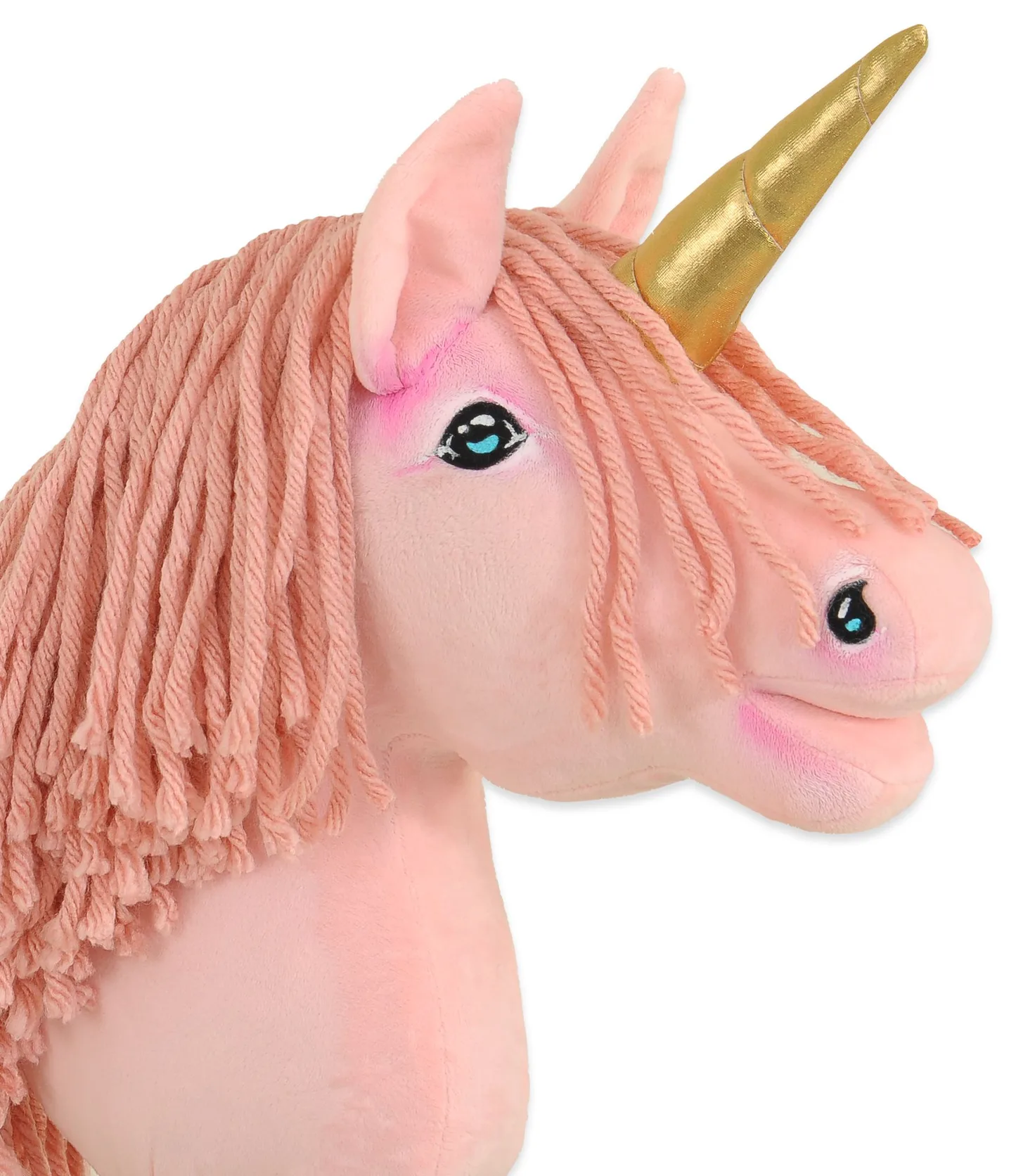 Hobby Horse Jednorożec na kiju różowy z różową grzywą i złotym rogiem A4