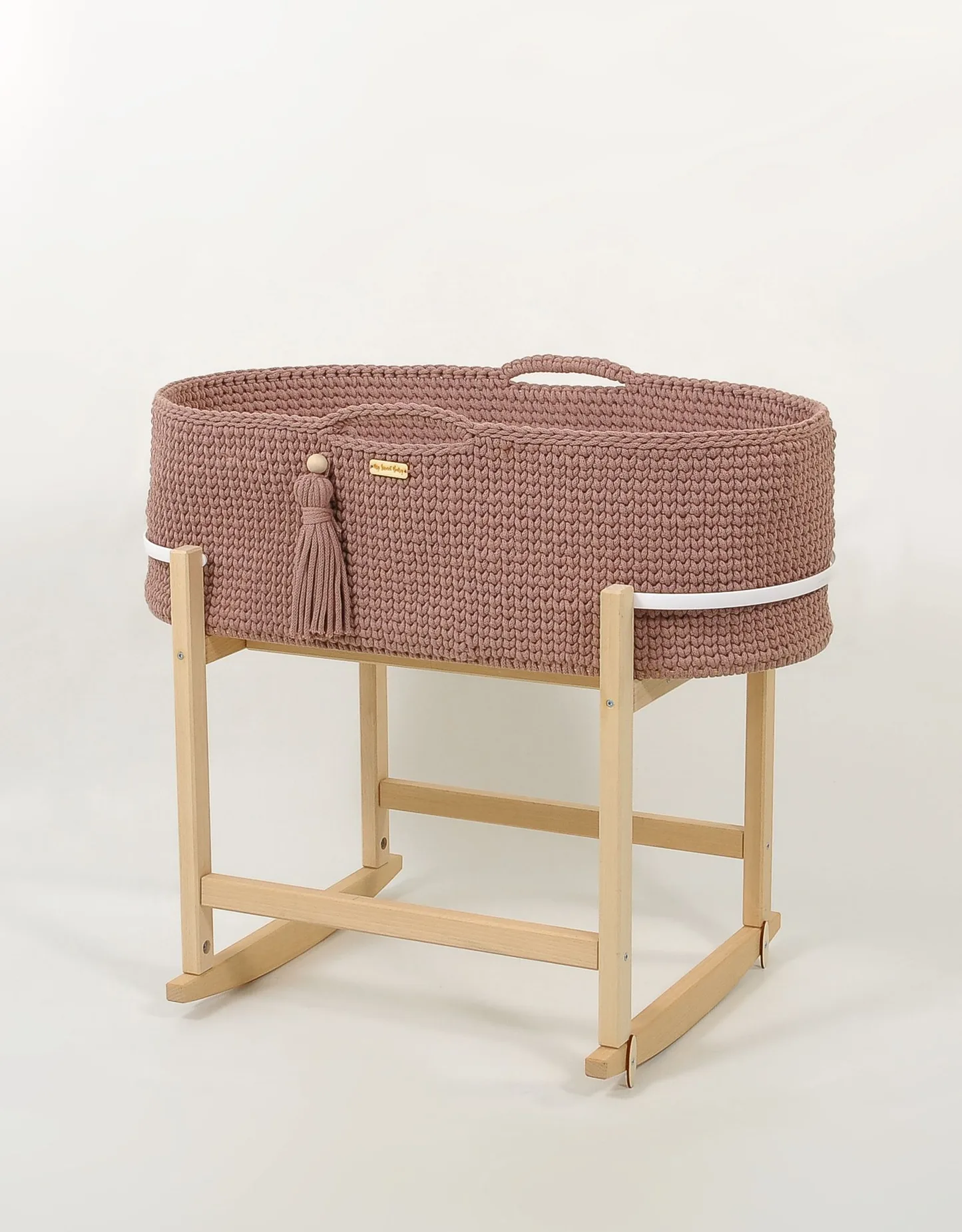 Kosz Mojżesza BOHO Handmade z kołyską - śmietanka