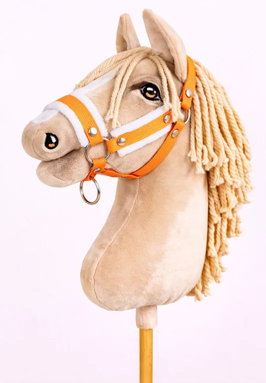 Kantar regulowany dla konia Hobby Horse A3 neon orange białym futerkiem