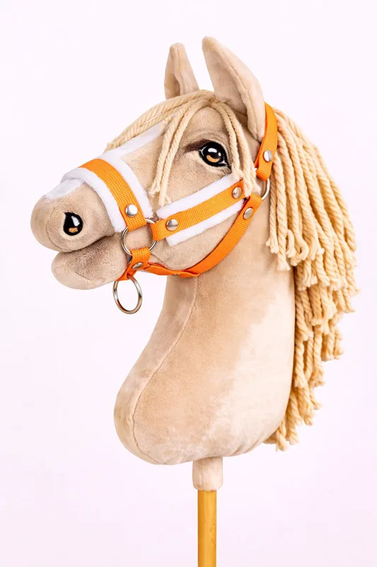 Kantar regulowany dla konia Hobby Horse A3 neon orange białym futerkiem