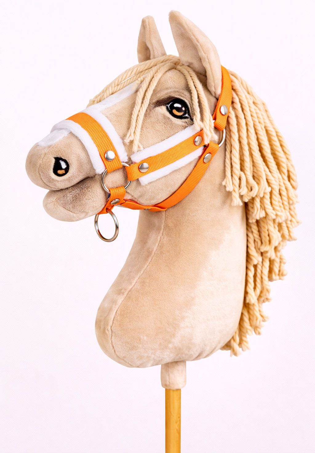 Kantar regulowany dla konia Hobby Horse A3 neon orange białym futerkiem
