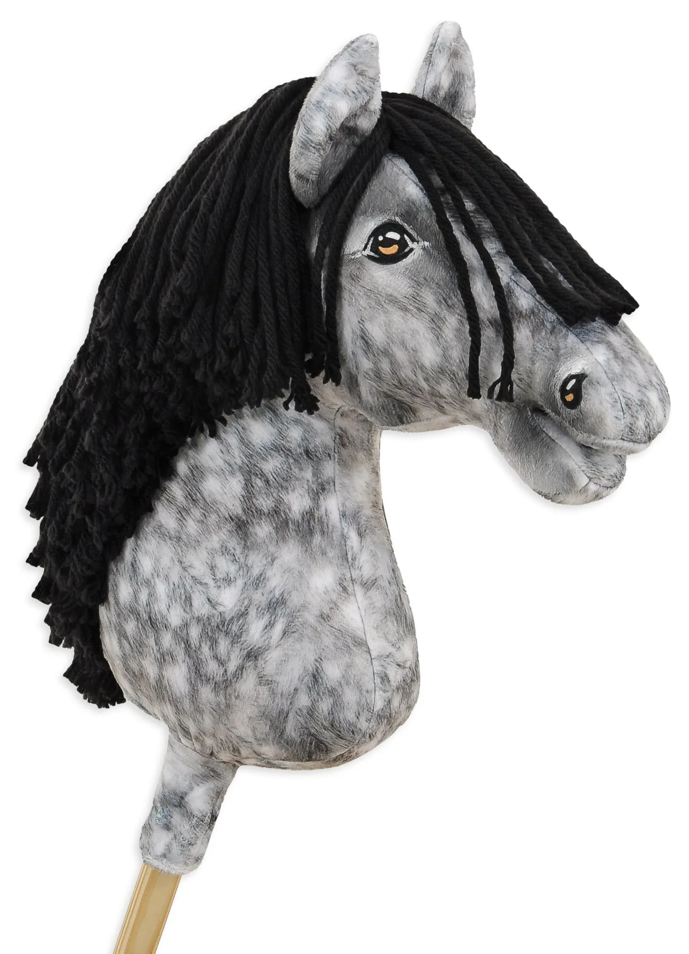 Hobby Horse Duży koń na kiju Premium - siwek jabłkowity z czarną grzywą A3