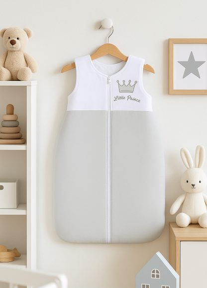 Śpiworek dla dzieci bawełniany M 6-12 mcy TOG 2.5 całoroczny ocieplany Little Prince szary