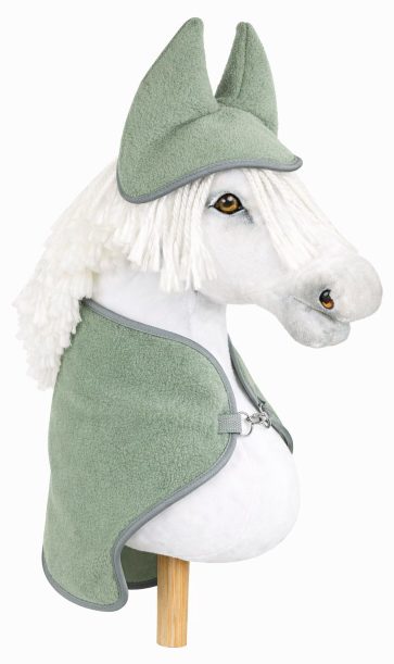 Zestaw dla Hobby Horse uniwersalny A4 i A5: polarowa derka + nauszniki – szałwia