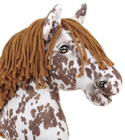 Hobby Horse Duży koń na kiju Premium - tarantowaty biało-brązowy z brązową grzywą A3